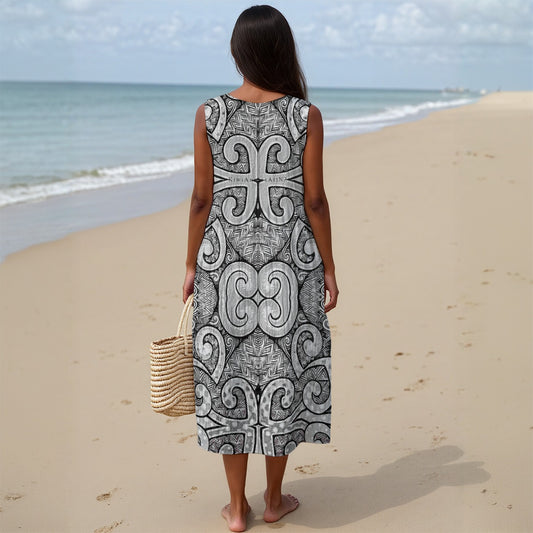B & W Effect - Stylish Sleeveless Dress|125GSM Slub Cotton