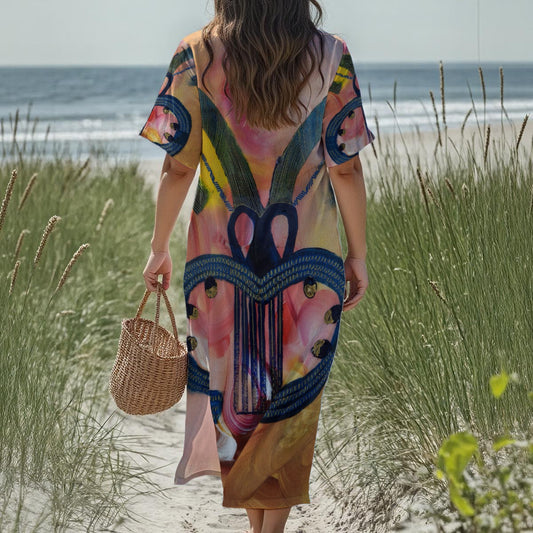 new Tekoteko Print Women's Loose V-Neck Summer Dress