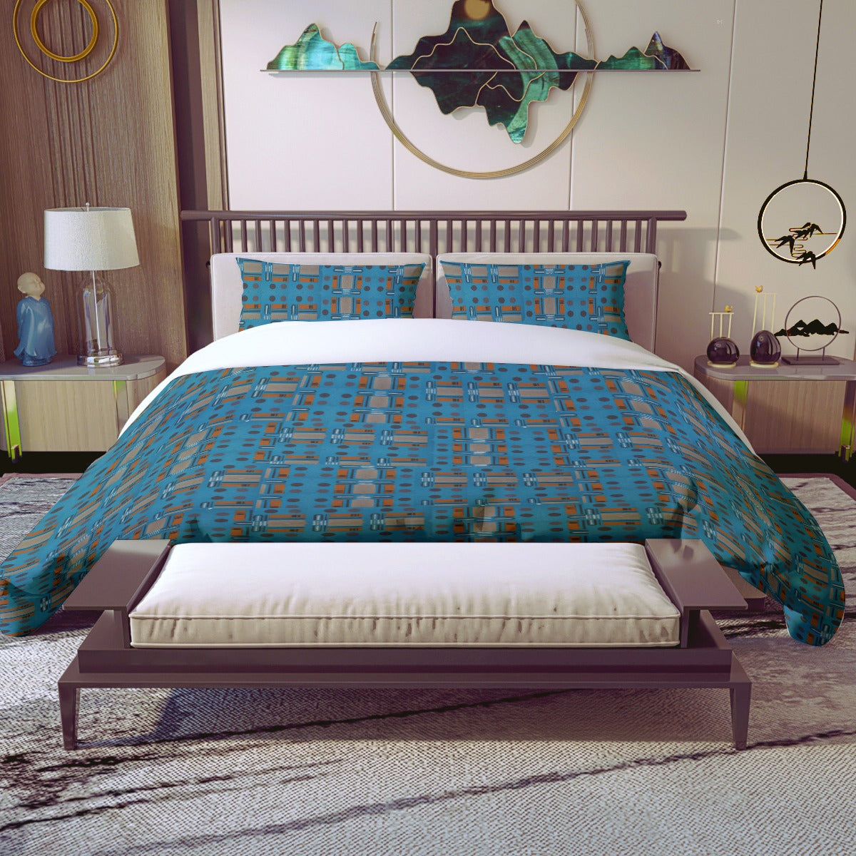 Domino Effect 5 - Quilt & Pillow Cases With Edge-wrapping Strips