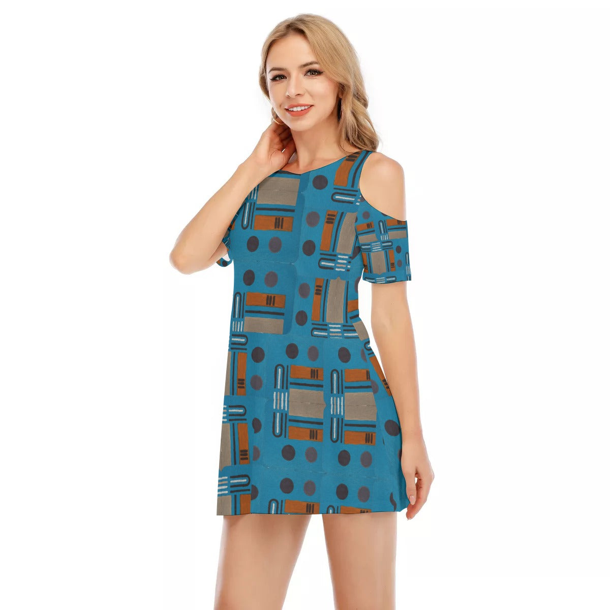 Domino Effect 2 - Women's Cold Shoulder Dress | 190GSM Cotton