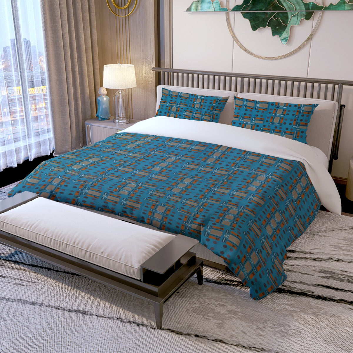 Domino Effect 5 - Quilt & Pillow Cases With Edge-wrapping Strips