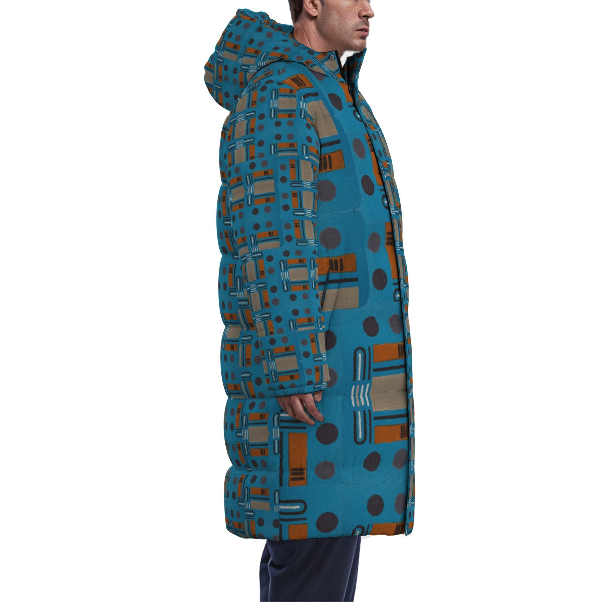 Domino Effect 1 - Unisex Long Down Jacket