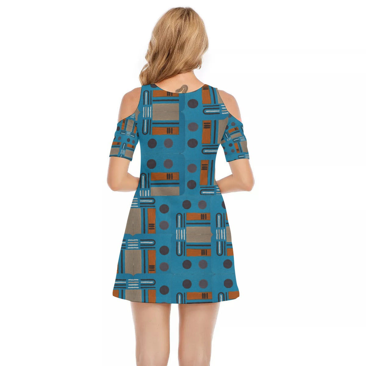 Domino Effect 2 - Women's Cold Shoulder Dress | 190GSM Cotton