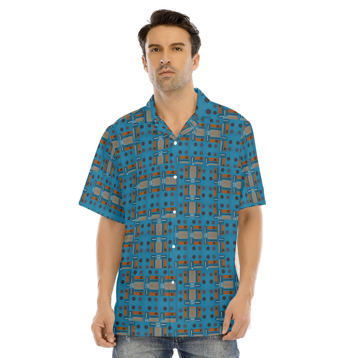 Domino Effect 1 - Men's Hawaiian Shirt With Button Closure