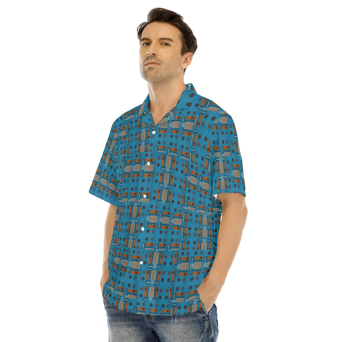 Domino Effect 1 - Men's Hawaiian Shirt With Button Closure