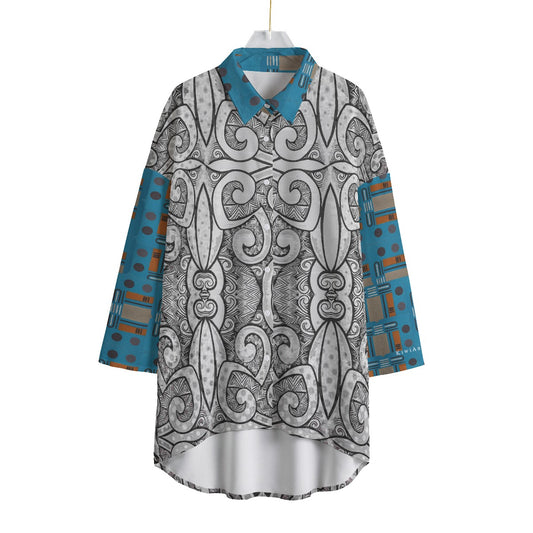 Domino Effect 1 - Women's Chiffon Shirt With Elbow Sleeve