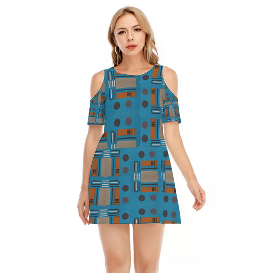 Domino Effect 2 - Women's Cold Shoulder Dress | 190GSM Cotton